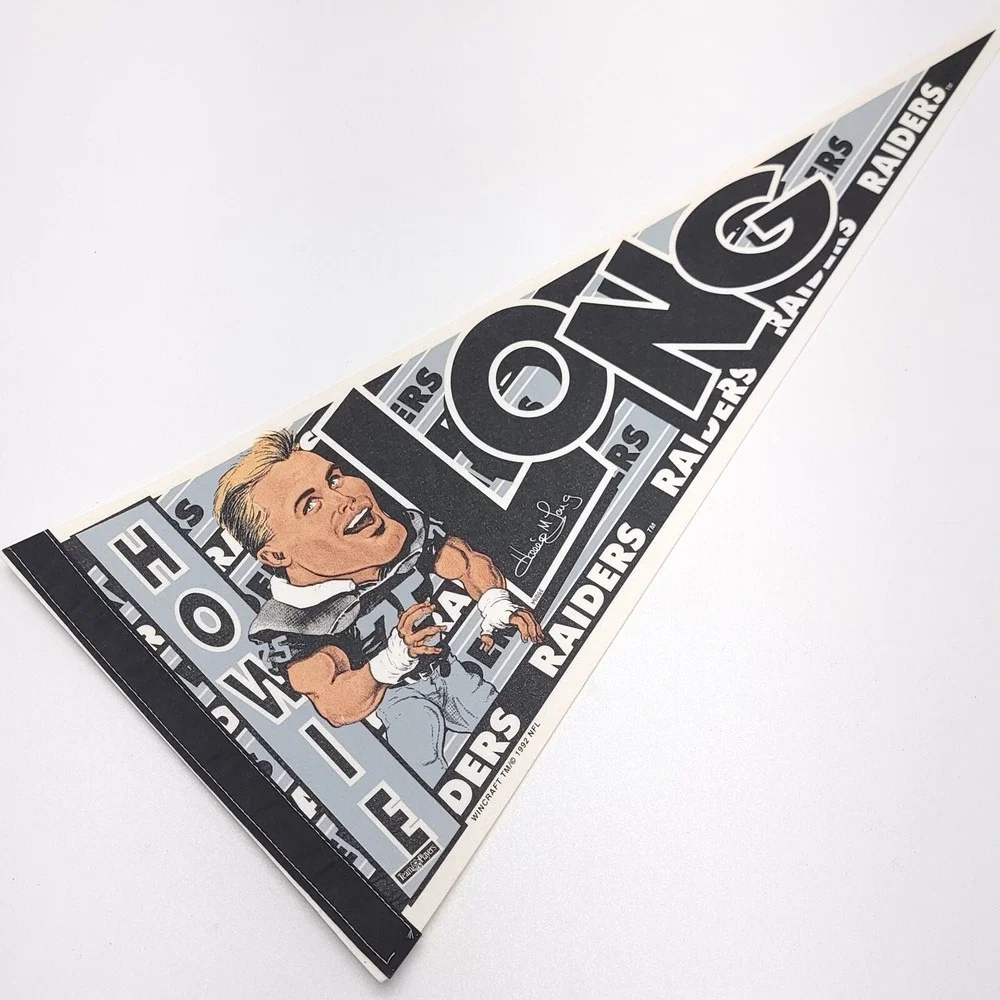 Vintage Oakland Raiders Howie Long Pennant WinCraft‎ 1992 Silver Black Rare